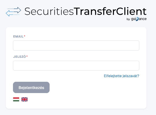 STC bejelentkezési felület
